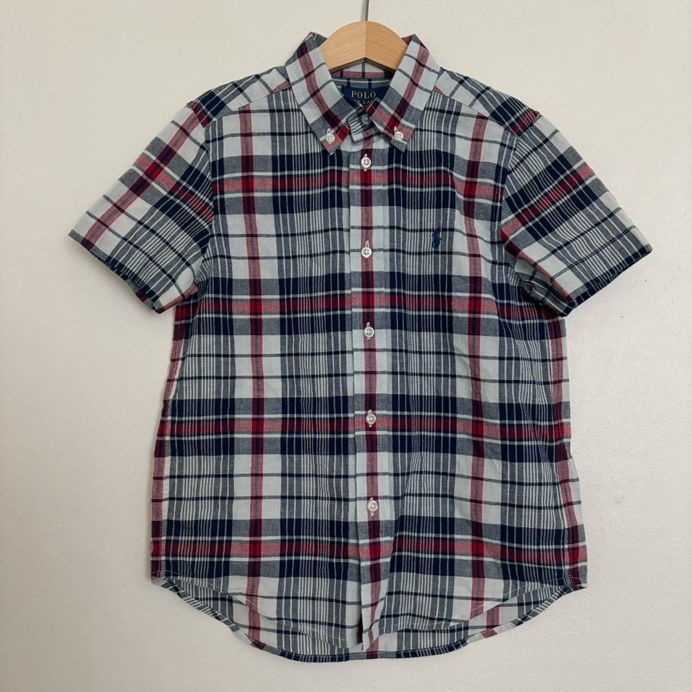 Polo Ralph Lauren Plaid Short Sleeve Button Down Shirt Boys Size 6 NEW Cotton
